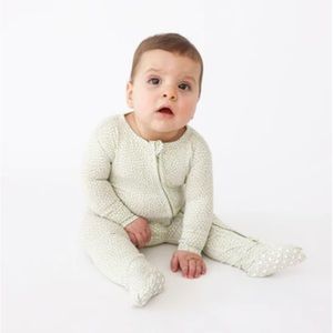Posh Peanut Sage Polka Dot Footie One Piece 6-9 Months